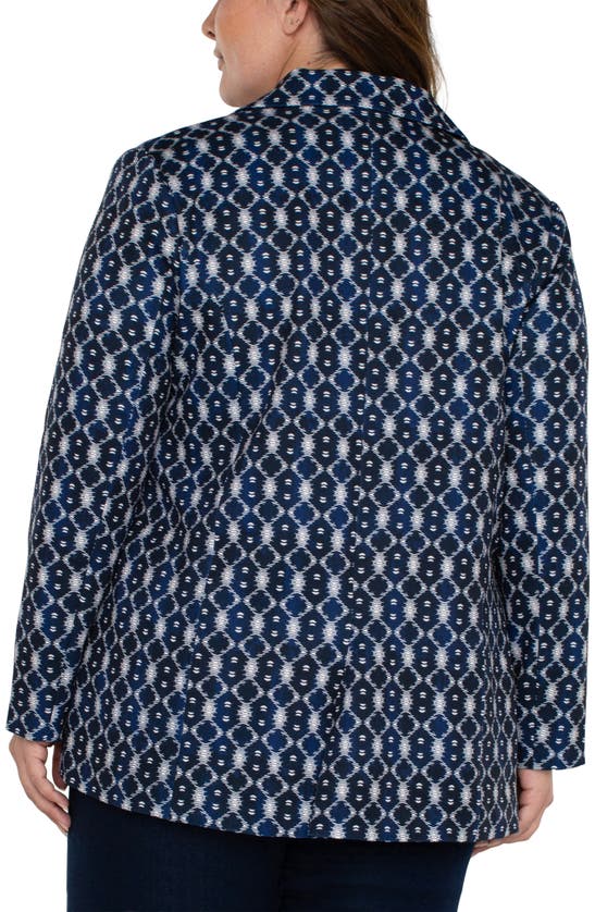 Shop Liverpool Los Angeles Batik Pattern Relaxed One-button Blazer In Navy Batik Prnt