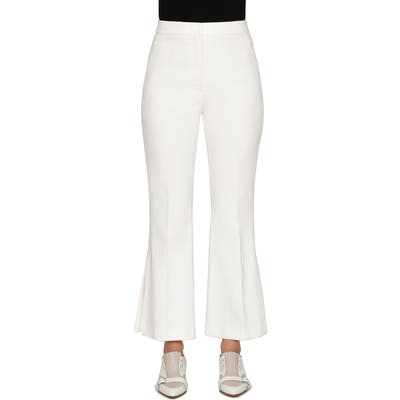 Akris Faria Kick Pleat Ankle Flare Pants, Ivory