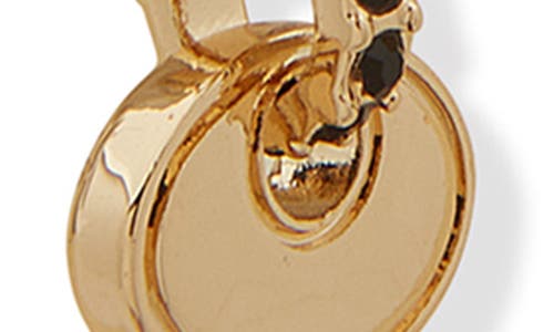 Shop Karl Lagerfeld Paris Lock And Key Enamel & Crystal Charm Hoop Earrings In Gold/jet