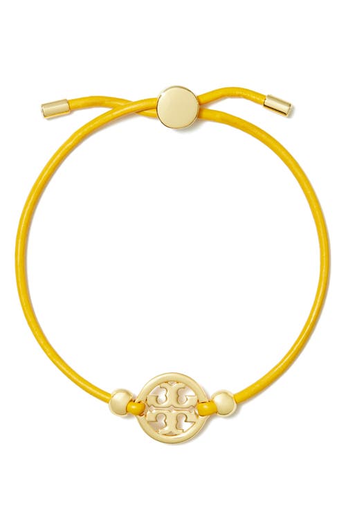 Shop Tory Burch Miller Logo Slider Bracelet In Tory Gold/goldfinch