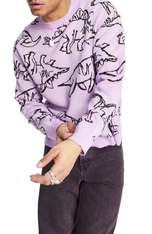 ASOS DESIGN Dinosaur Sweater in Lilac