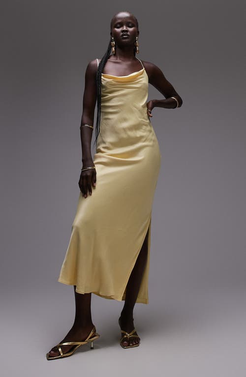 Shop Topshop Cowl Neck Midi Slipdress In Yellow