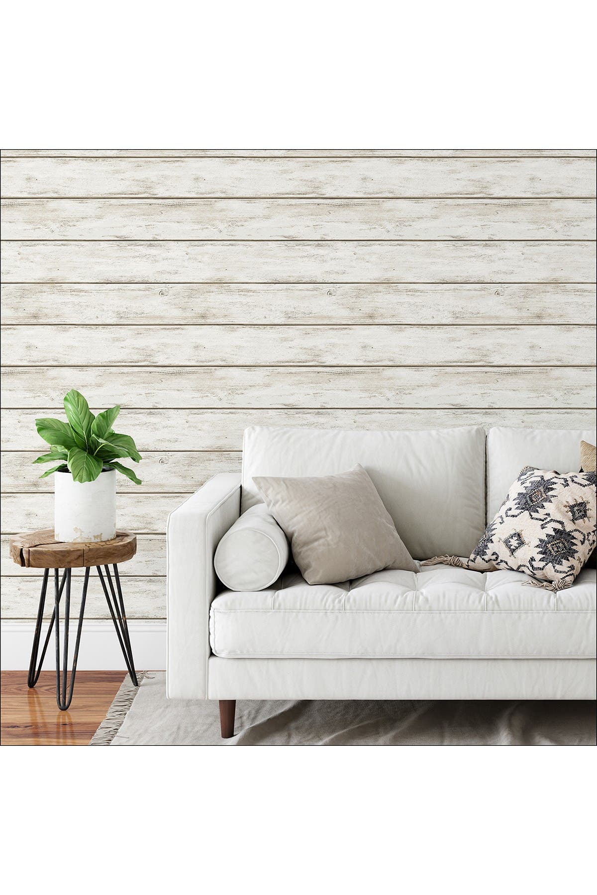 Wallpops Whitewashed Plank Peel & Stick Wallpaper In Neutral ModeSens