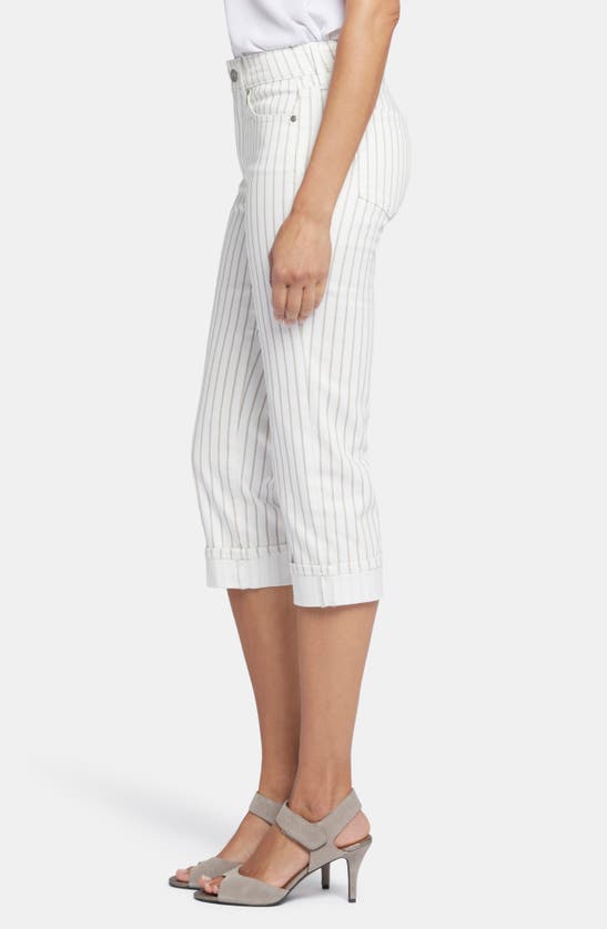Nydj Marilyn Stripe Cuffed Straight Leg Capri Jeans In Beach Cruise Stripe
