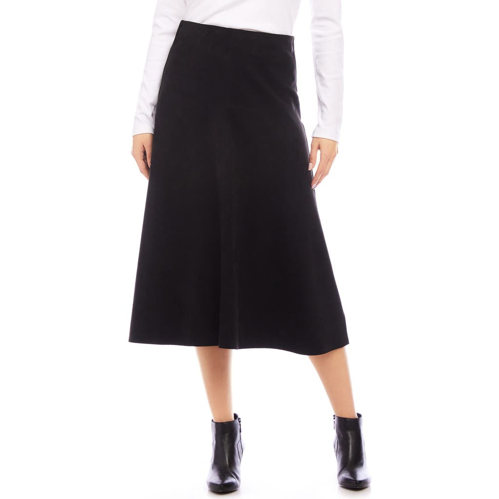 Karen Kane Faux Suede Midi Skirt In Black