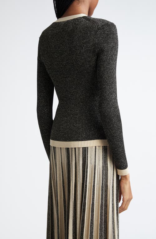 Zimmermann Story 1 Metallic Rib Cardigan In Black/ Gold