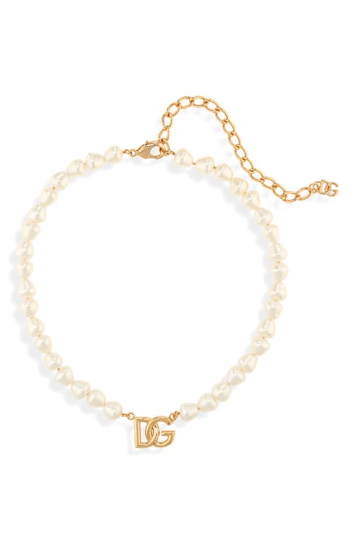 DG Logo Imitation Pearl Choker Necklace in Zoo00 Oro