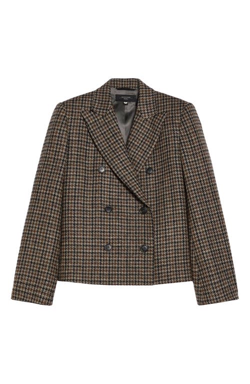 Shop Max Mara Weekend  Nausica Houndstooth Check Stretch Wool Jacket In Brown Grey