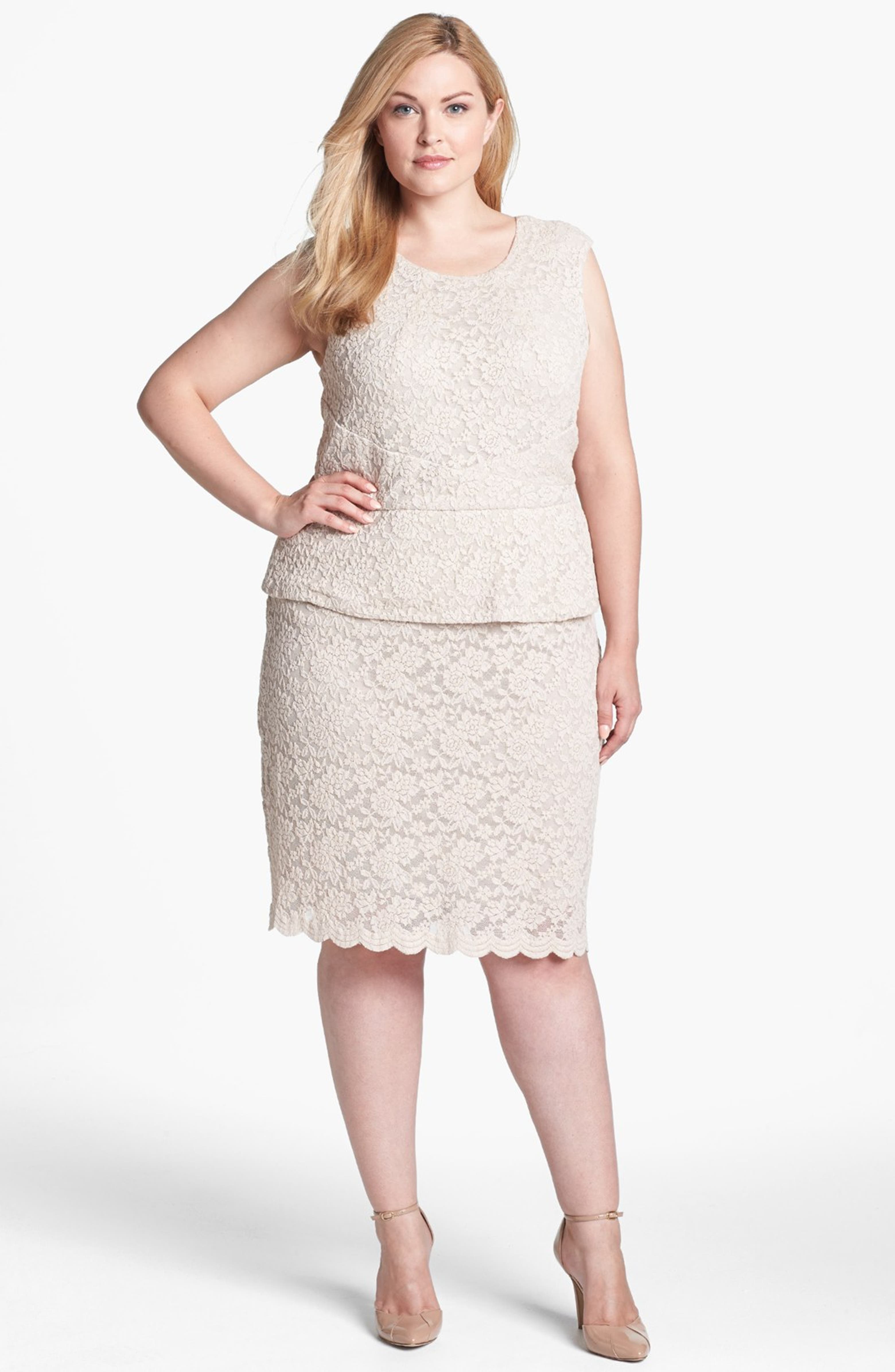 Donna Ricco Lace Peplum Sheath Dress (Plus Size) | Nordstrom