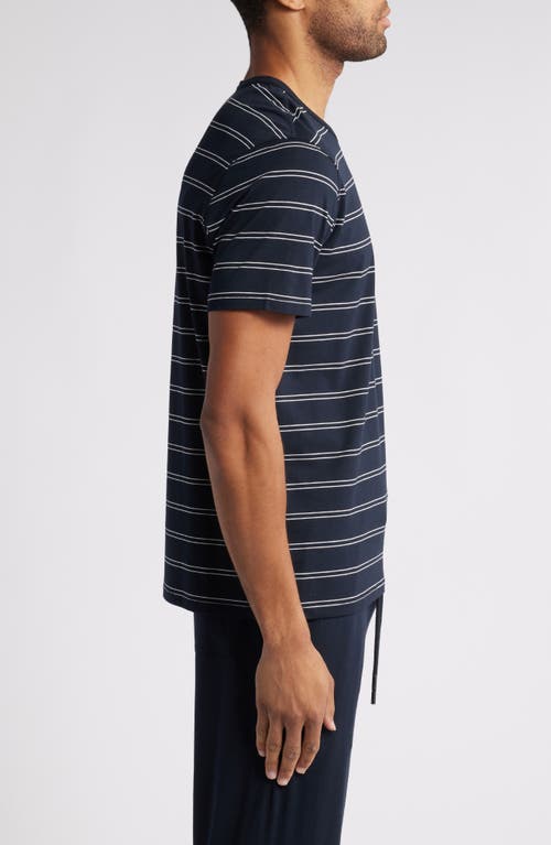 Daniel Buchler Stripe Cotton & Modal Pajama T-shirt In Dark Navy Stripe