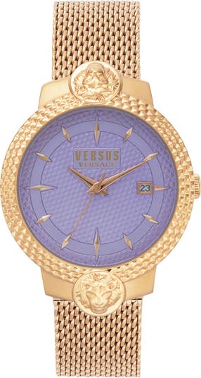 VERSUS Versace Mouffetard Violet Diamond Mesh Bracelet Watch, 38mm | Nordstromrack