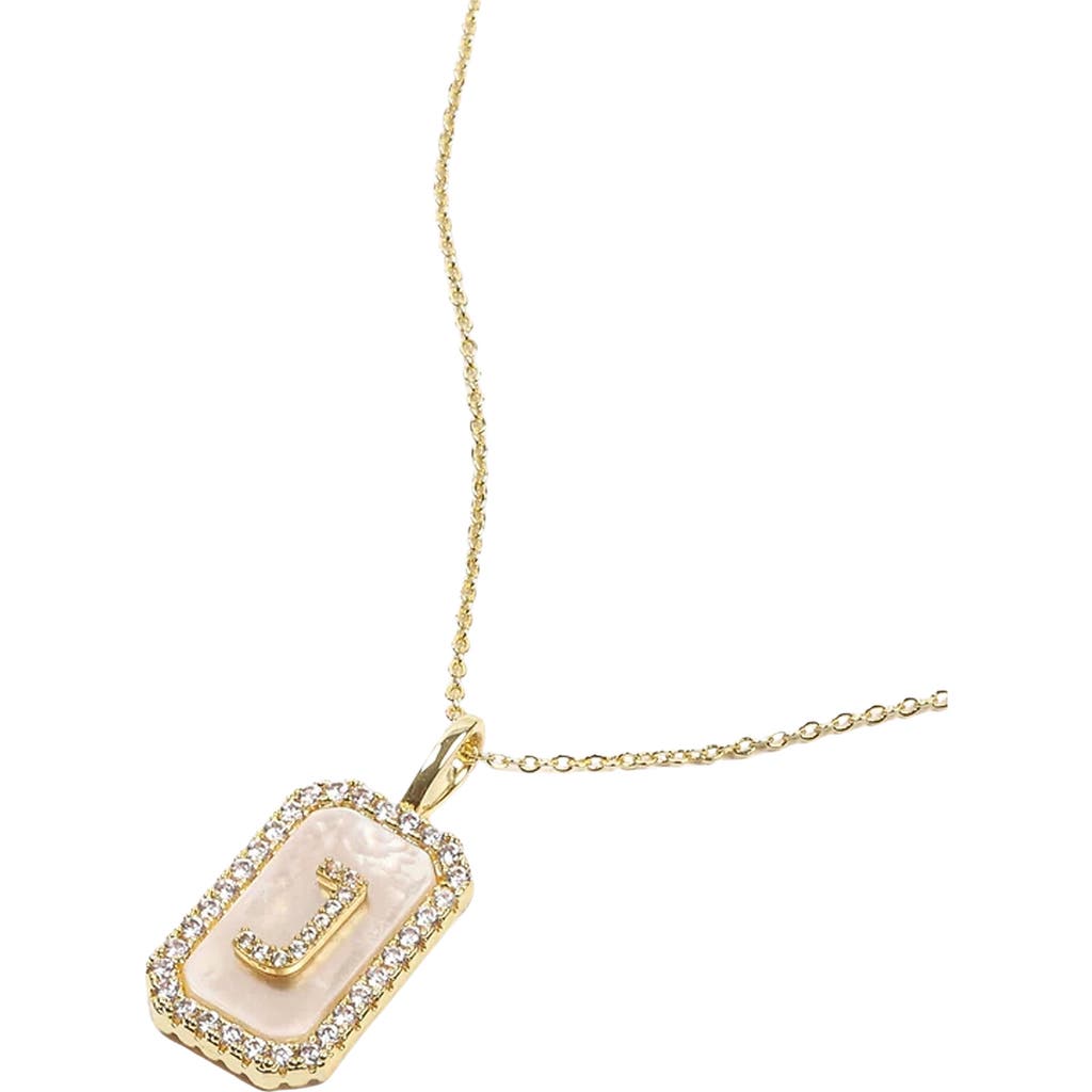 Melinda Maria Love Letters Double Sided Mother-of-pearl Initial Pendant Necklace In White Cubic Zirconia/gold - J