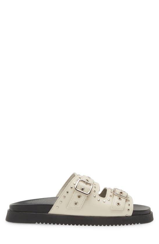 Steve Madden Women's Melanie Slip On Buckled Slide Sandals In Bone Leather