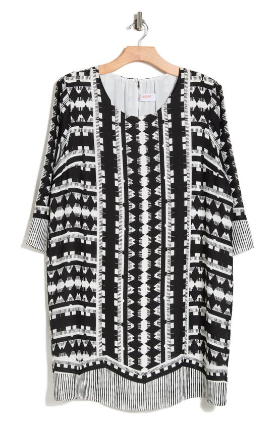 Renee C Geometric Print Shift Dress In Black/ White