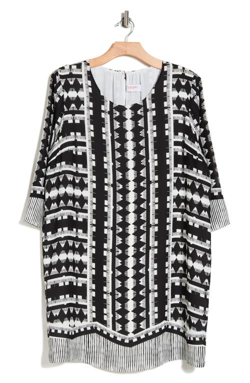 Shop Renee C Geometric Print Shift Dress In Black/white