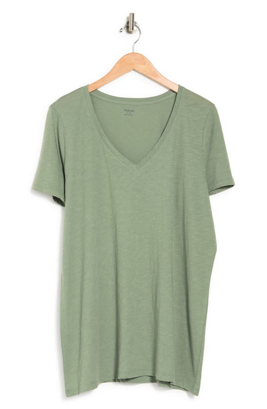 Madewell Whisper V-neck Tee In Washed Olive