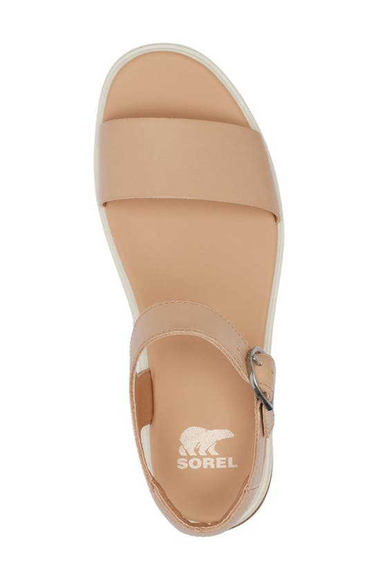 Shop Sorel Dayspring Ankle Strap Platform Sandal In Honest Beige/ Chalk