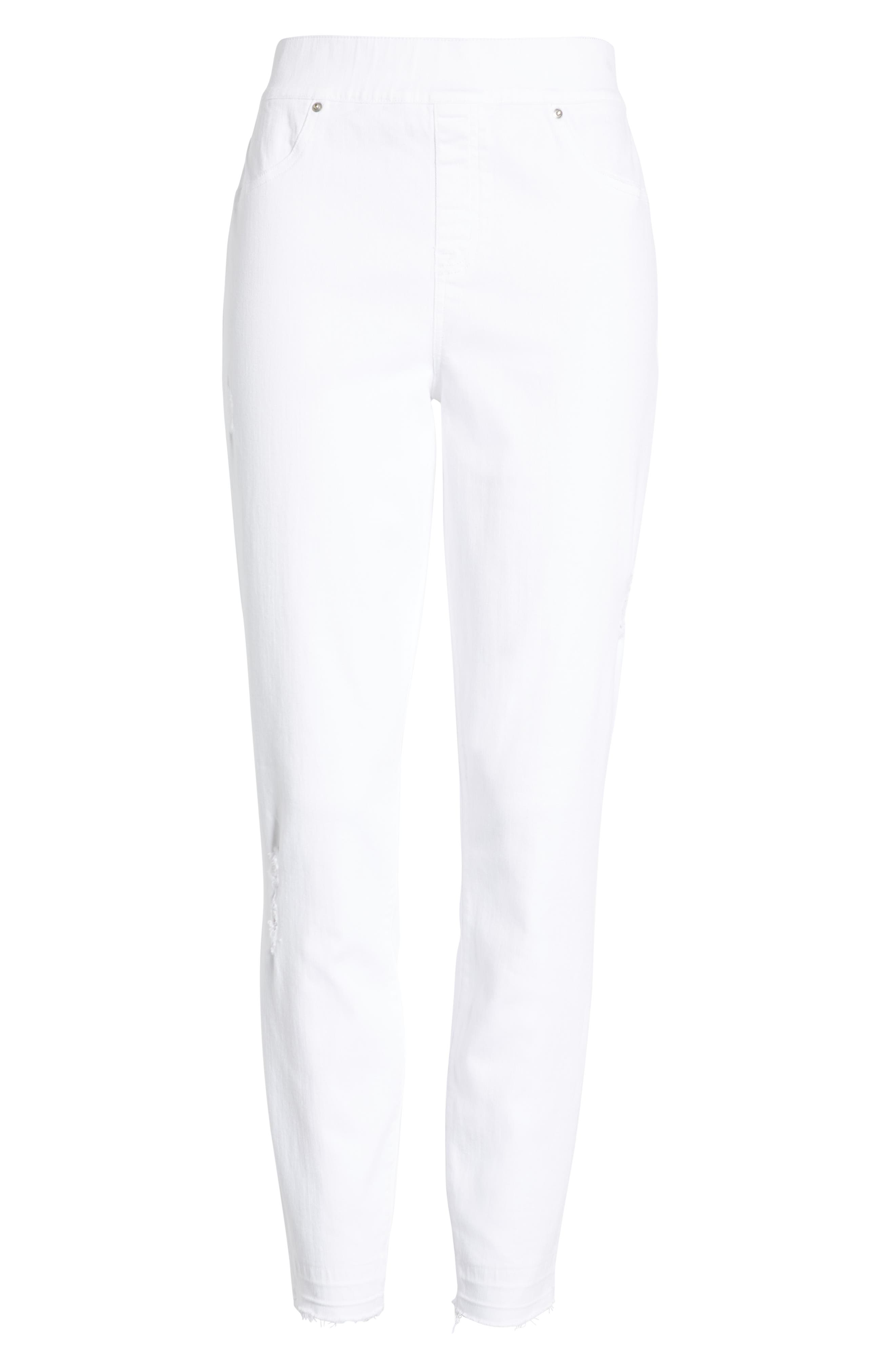 spanx white distressed skinny jeans