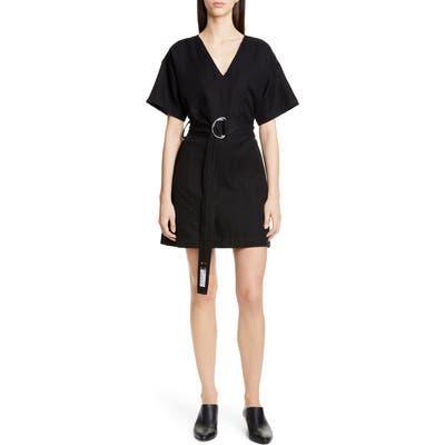 Proenza Schouler White Label Belted A-Line Minidress, Black