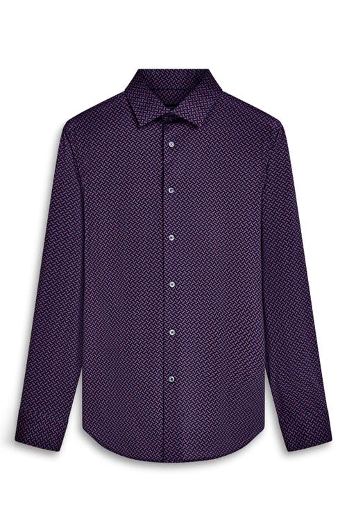 Shop Bugatchi James Ooohcotton® Serpentine Stripe Button-up Shirt In Navy/burgundy