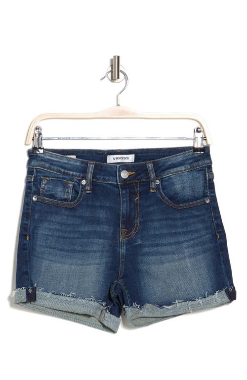 Shop Vigoss Marley Mid Rise Cuffed Denim Shorts In Dark Wash