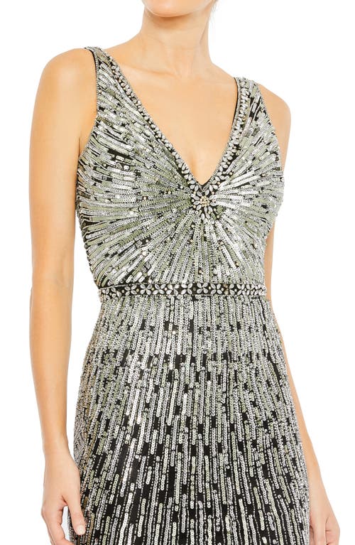 Shop Mac Duggal Sequin Starburst A-line Gown In Black Silver