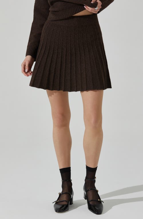Astr The Label Marceline Pleated Knit Miniskirt In Brown