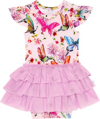 Posh Peanut Watercolor Butterfly Ruffle Cap Sleeve Tulle Tutu Dress ...