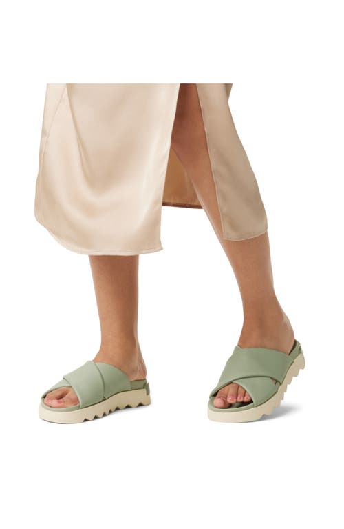 Sorel Vibe Twist Womens Leather Slip On Slide Sandals In Safari/honey White