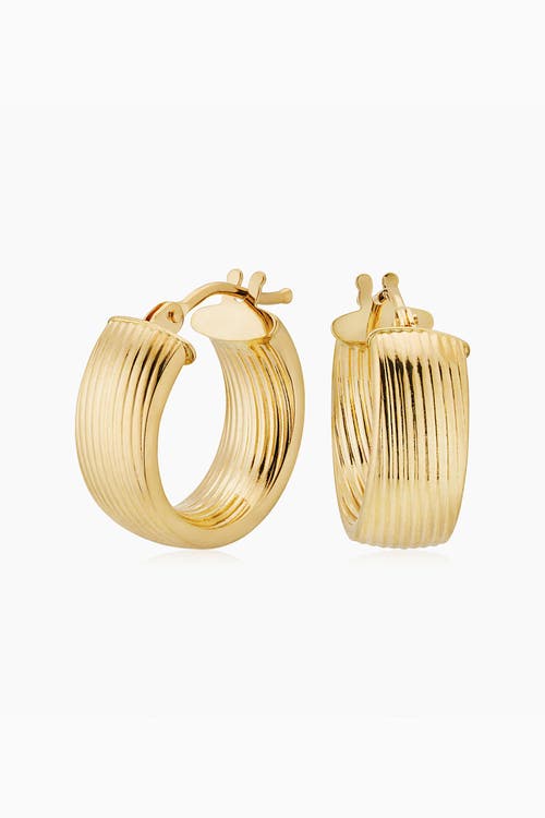 Oradina 14k Yellow Gold Linear Band Hoops In Yellow Gold