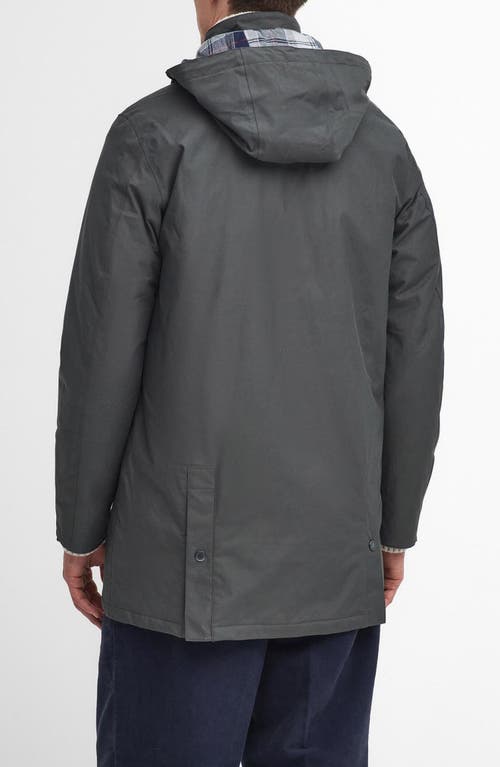 Shop Barbour Chelsea Waterproof Jacket With Removable Hood In Charcoal/blue Granite Tartan