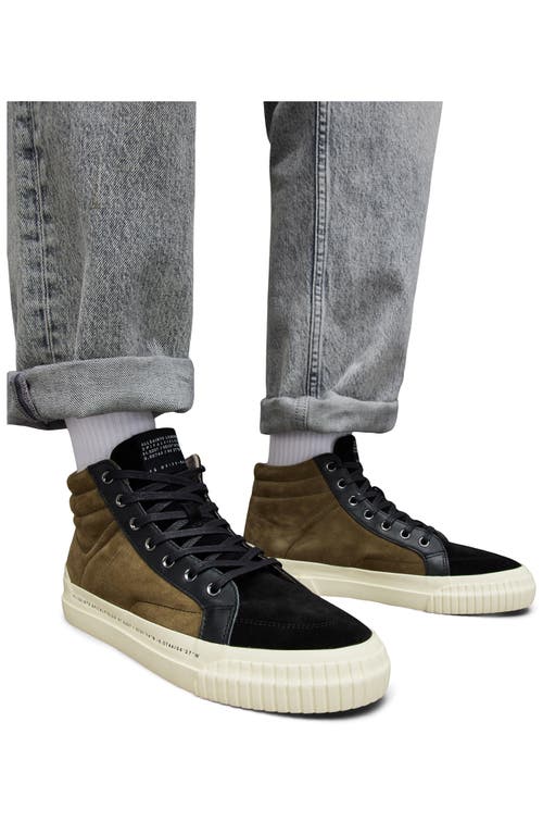 Allsaints Maverick High Top Sneaker In Khaki/black