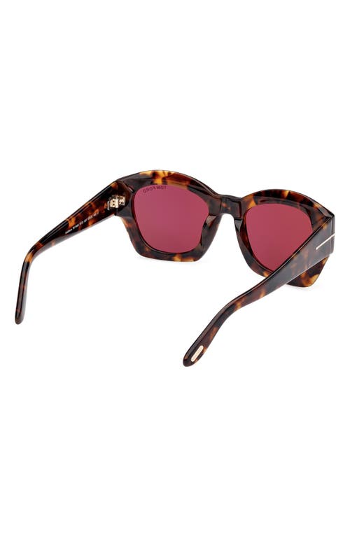 Shop Tom Ford Guilliana 52mm Geometric Sunglasses In Shiny Dark Havana/bordeaux