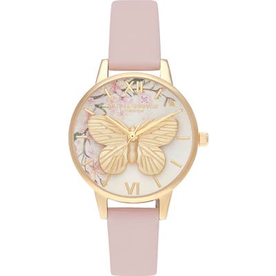 Olivia Burton Pretty Blossom Faux Leather Strap Watch, 30Mm