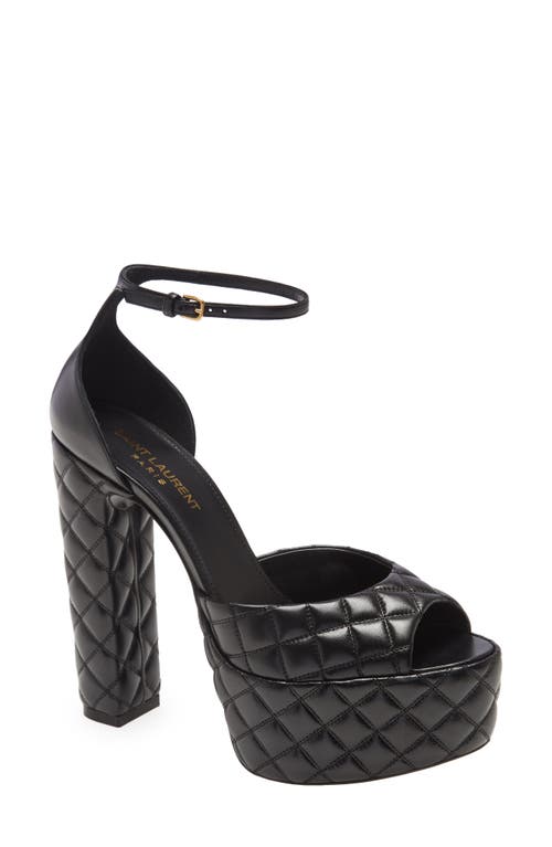 Saint Laurent Sexy Quilted Leather Platform Sandal in Nero at Nordstrom, Size 7.5Us