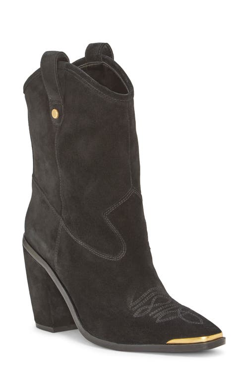 Vince Camuto Abel Western Boot in Black Sisued 