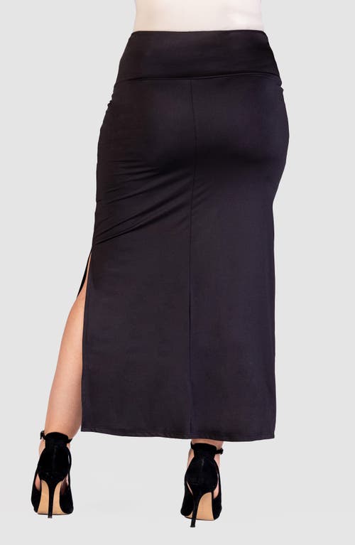 24seven Comfort Apparel Side Slit Knit Maxi Skirt In Black