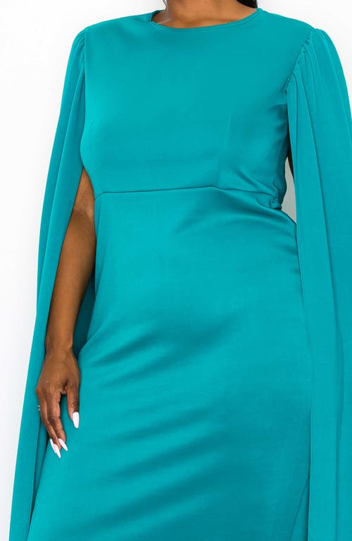 L I V D Naomi Cape Sleeve Midi Dress In Jade