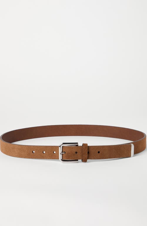 Shop Brunello Cucinelli Reversed Leather Belt With Square Buckle And Tip In Chestnut