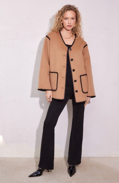 Shop Fifteen Twenty Nico Stitch Detail Wool Blend Jacket In Camel