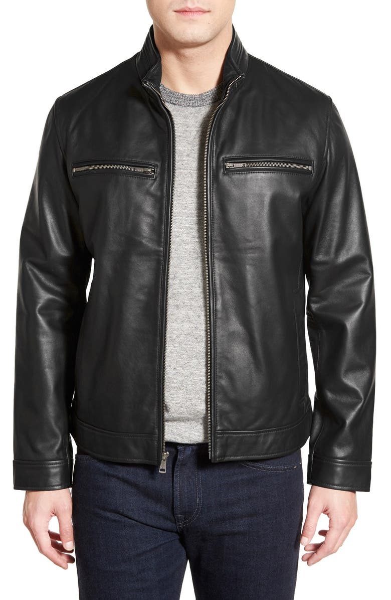 Cole Haan Lambskin Leather Moto Jacket | Nordstrom