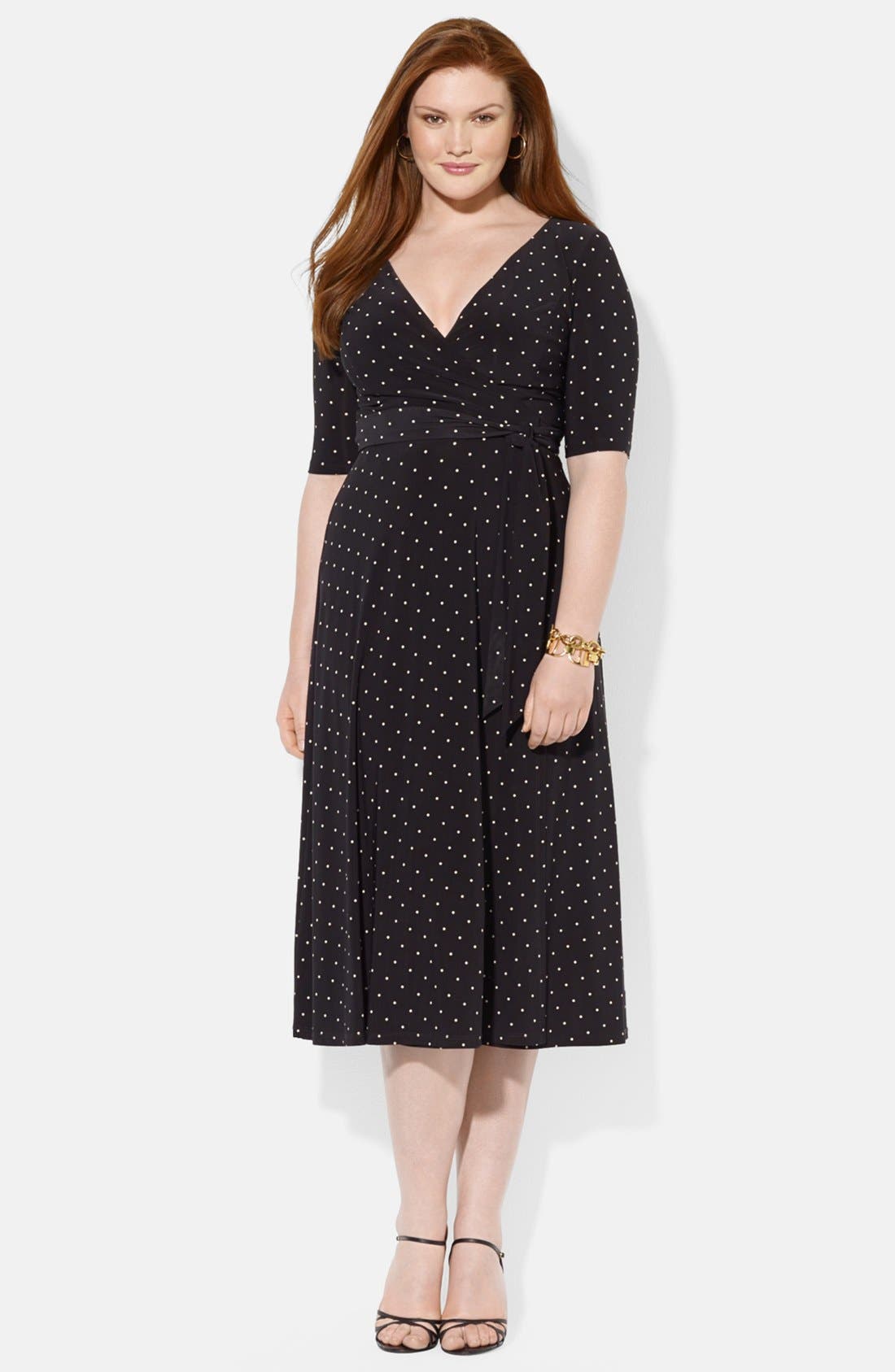 Lauren Ralph Lauren Dot Print Jersey Wrap Dress (Plus Size) Nordstrom