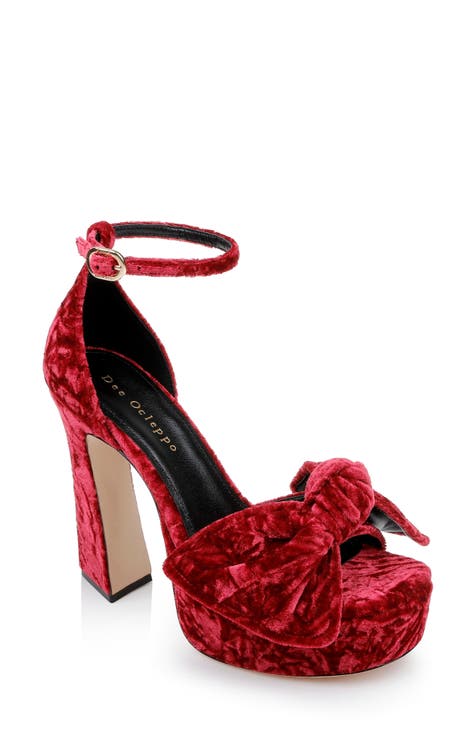 Deep red block heels best sale