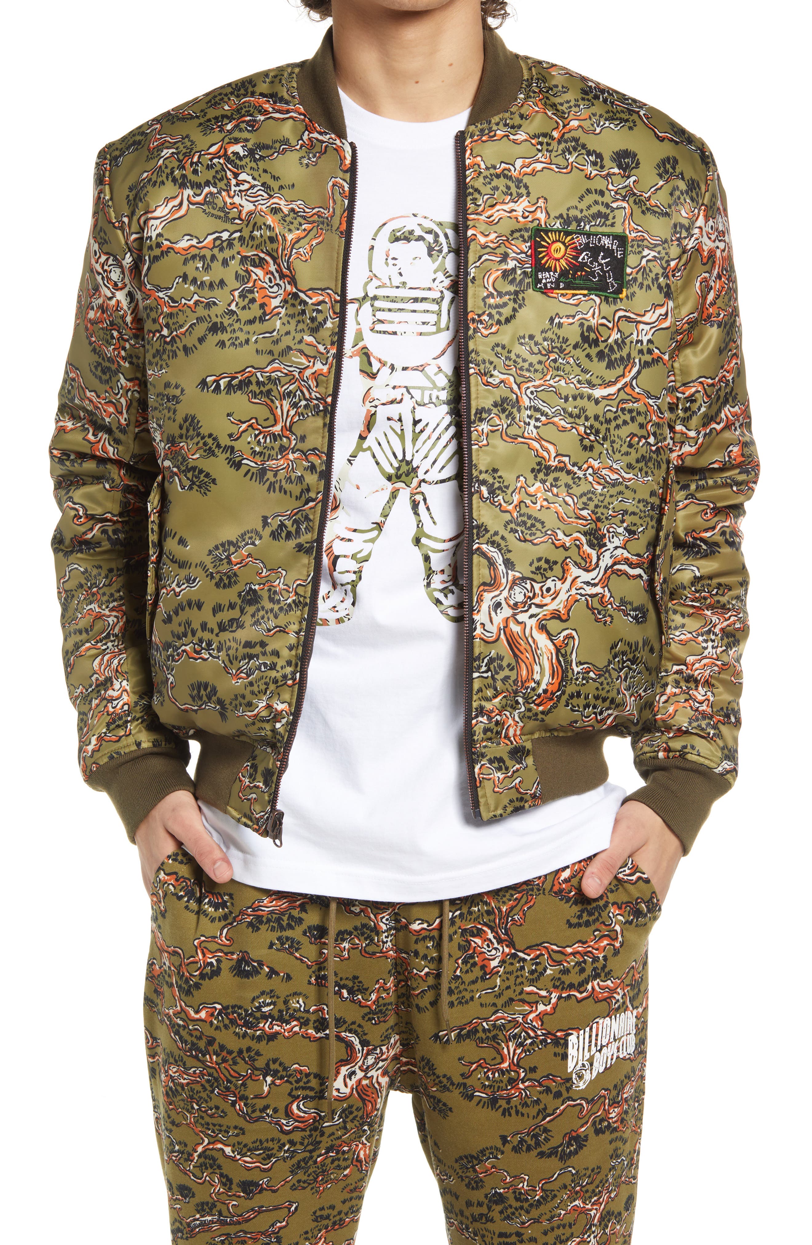 paisley and monogram reversible wool bomber