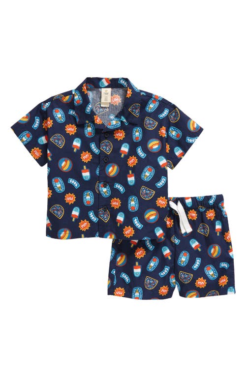 Tucker + Tate Print Cotton Camp Shirt & Shorts Set in Navy Peacoat Patches