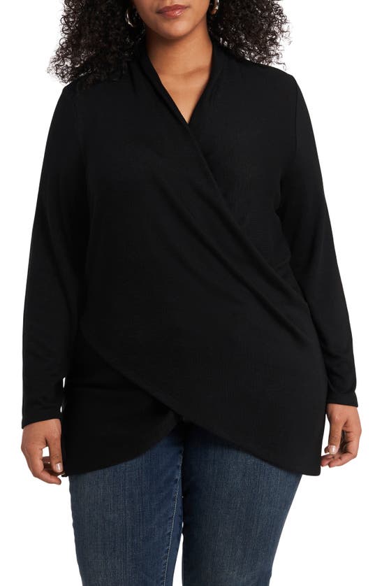 1.state Trendy Plus Size Crossover-front Top In Rich Black