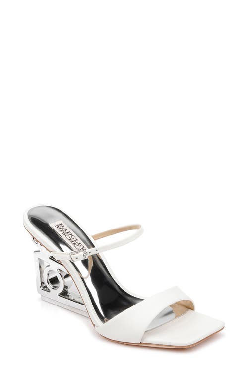 Luna Wedge Slide Sandal in White Leather