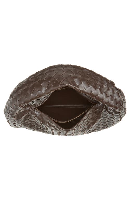 Shop Bottega Veneta Small Hop Intrecciato Leather Hobo Bag In 2190 Fondant-m Brass