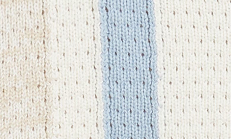 Shop Wax London Tellaro Pointelle Knit Button-up Shirt In Blue / Ecru