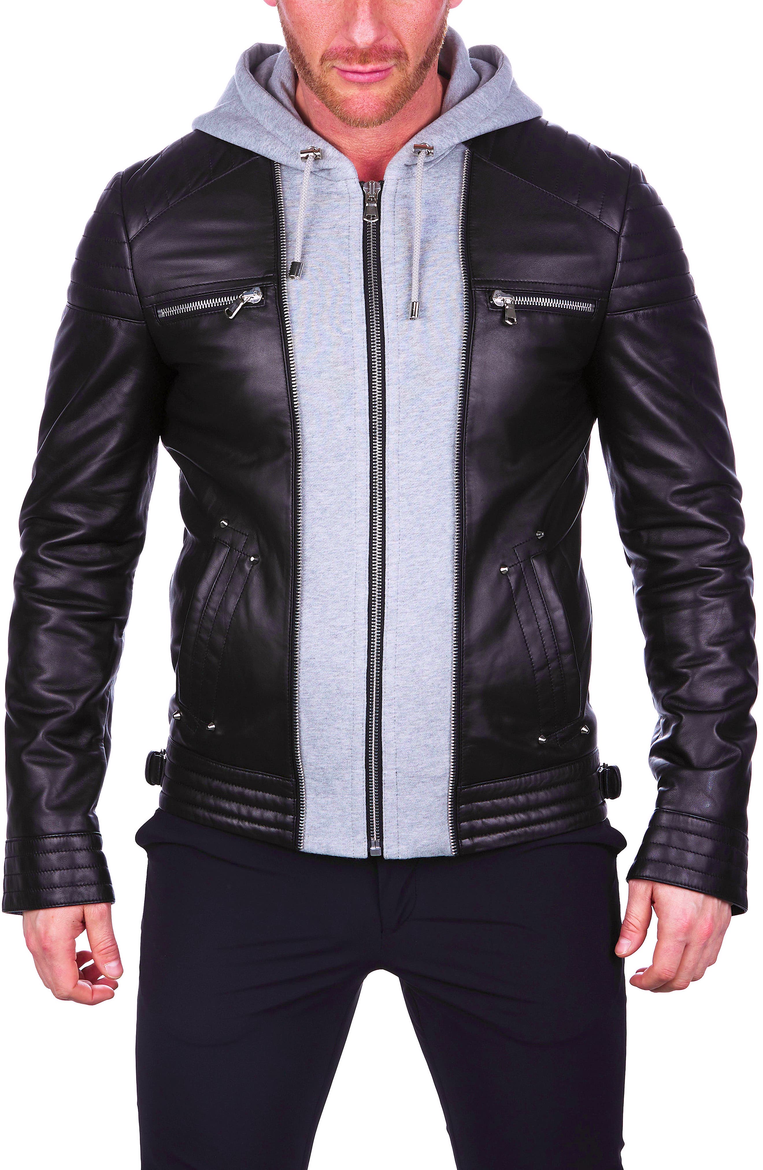 leather jacket mens hoodie